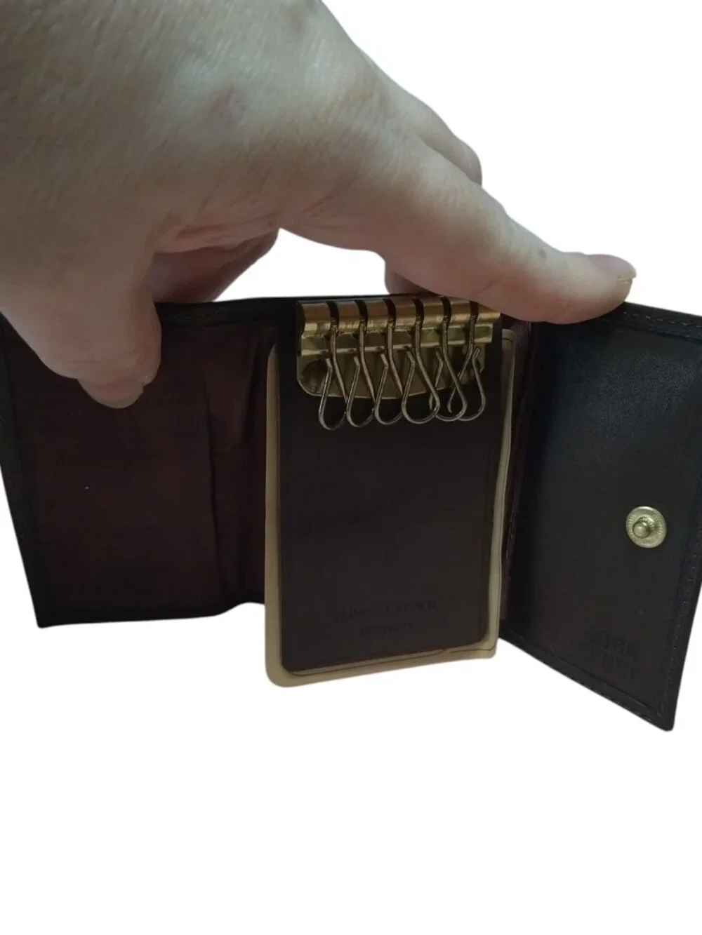 John Henry Brown Keyring Holder Trifold Glove Leather Classic New Old Stock